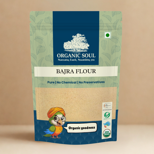 Organic Bajra Flour(Pearl Millet) Gluten-Free Flour/Atta, (900 gm) | Rich in Magnesium, Iron, Calcium, and Fiber