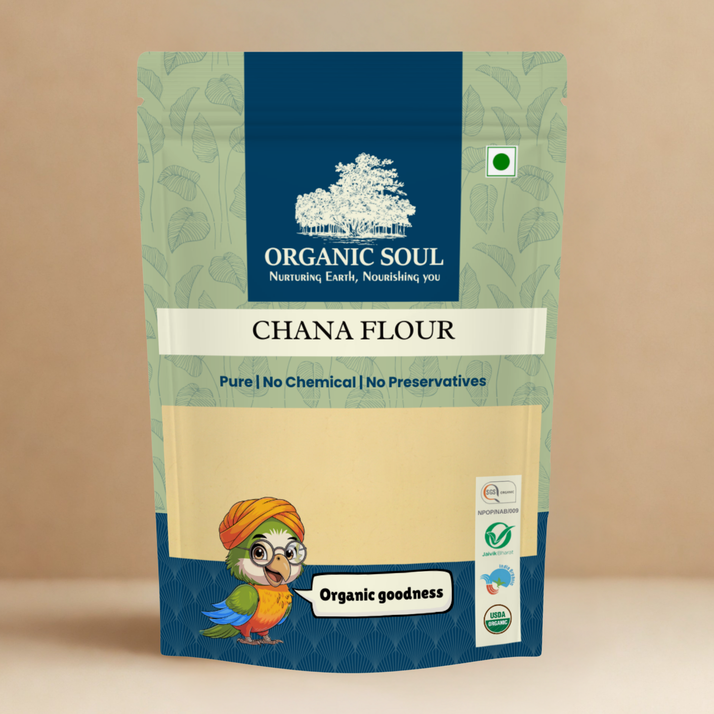 Organic Soul Chana Flour – 900gm | 100% Certified Organic | Unpolished | Non-GMO