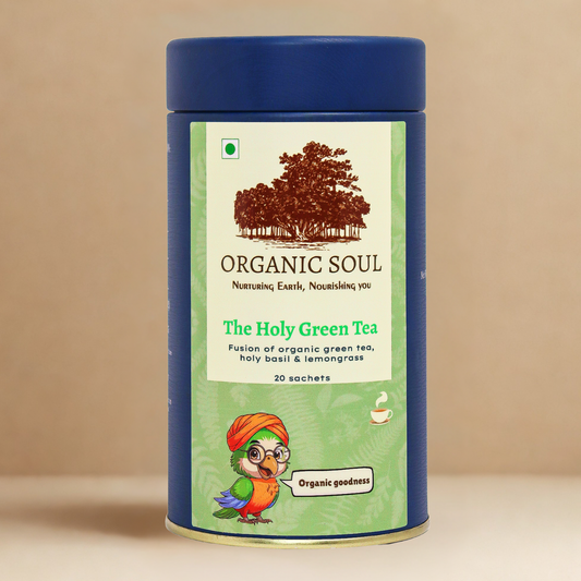 Organic Soul - The Holy Green Tea | Green Tea, Lemongrass, Tulsi | 20 Sachets (36 gm)