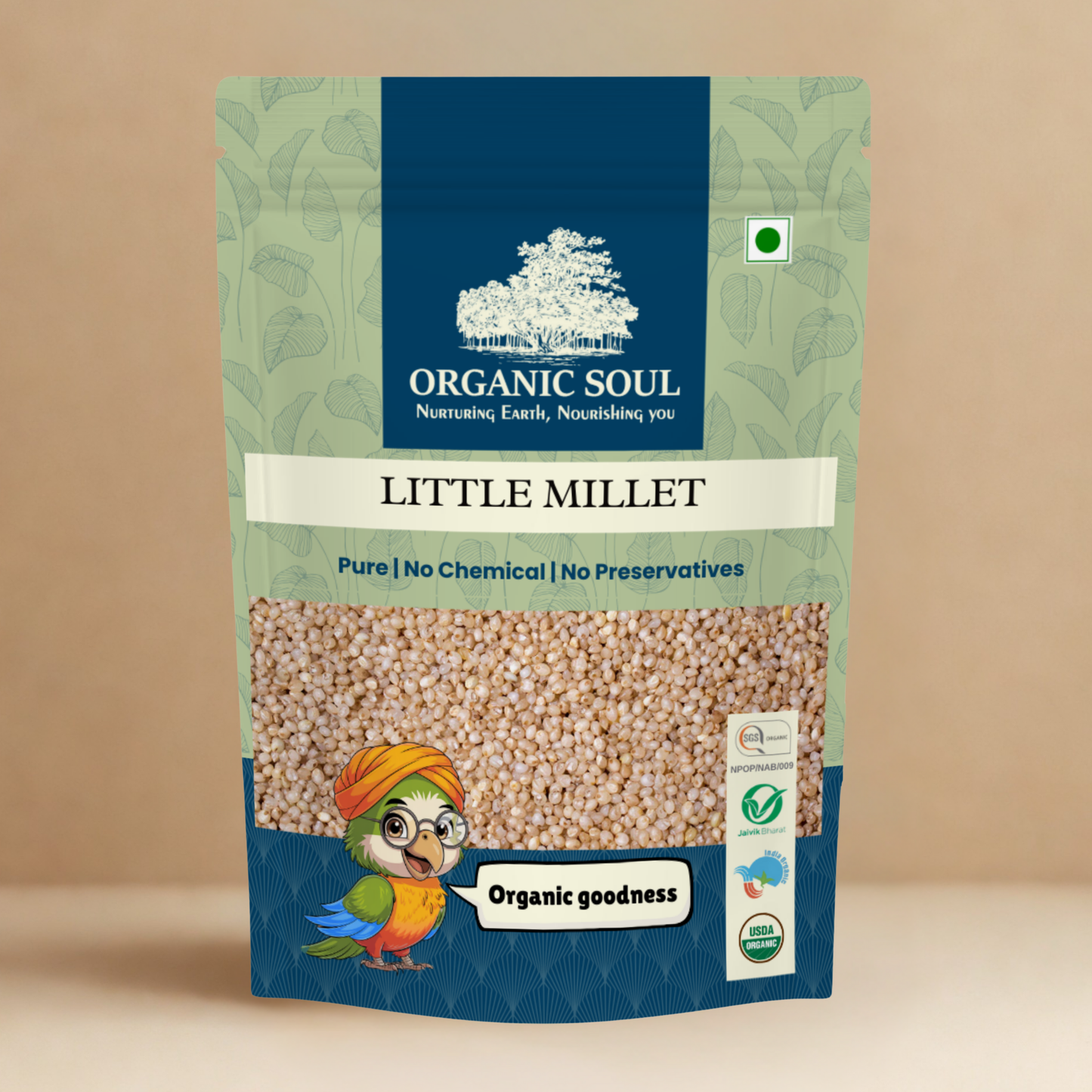 Organic Soul Little Millet – 900gm | 100% Certified Organic | Unpolished | Non-GMO