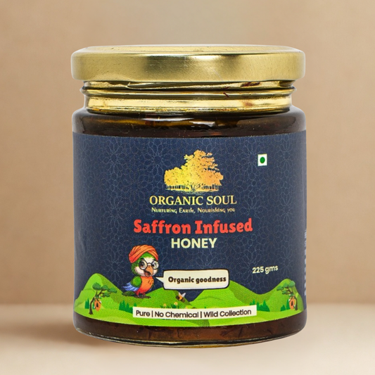 Organic Soul Saffron Infused Honey – 225gm | 100% Organic | Raw & Pure