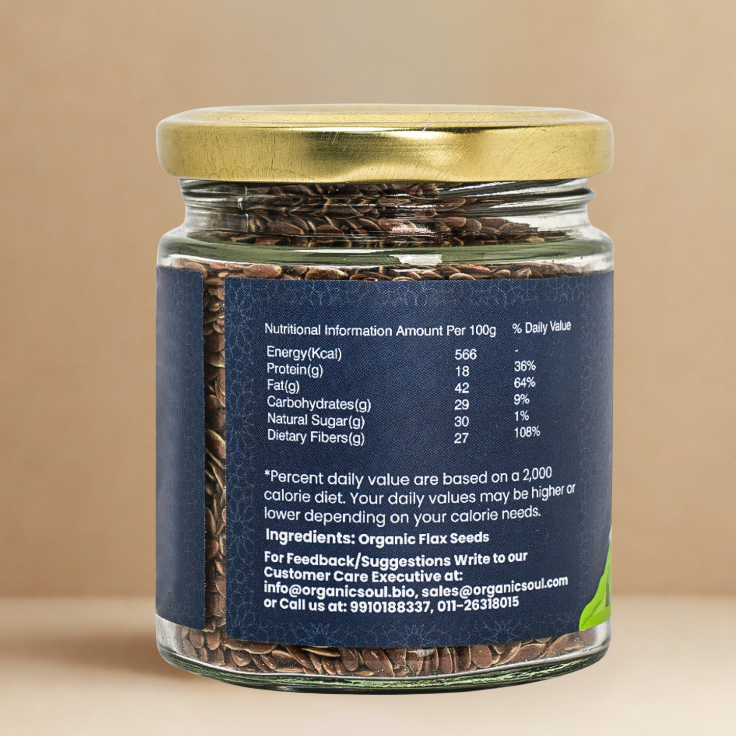 Organic Soul Flax Seeds – 125gm | 100% Certified Organic | Raw & Unpolished