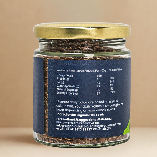 Organic Soul Flax Seeds – 125gm | 100% Certified Organic | Raw & Unpolished
