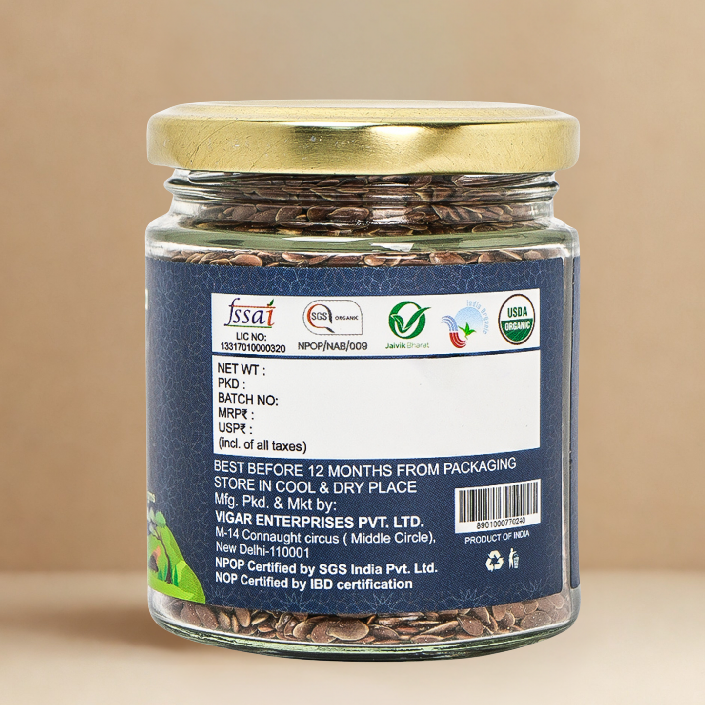 Organic Soul Flax Seeds – 125gm | 100% Certified Organic | Raw & Unpolished