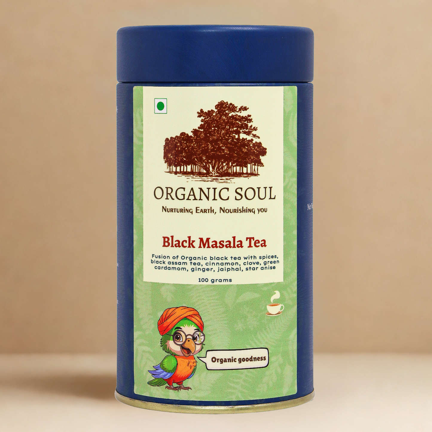 Organic Soul - Black Masala Chai | Black Tea, Cinnamon, Clove, Cardamom, Ginger, Nutmeg, Star Anise | 100 gm