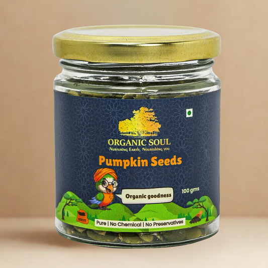 Organic Soul Pumpkin Seeds – 100gm | 100% Certified Organic | Raw & Unpolished