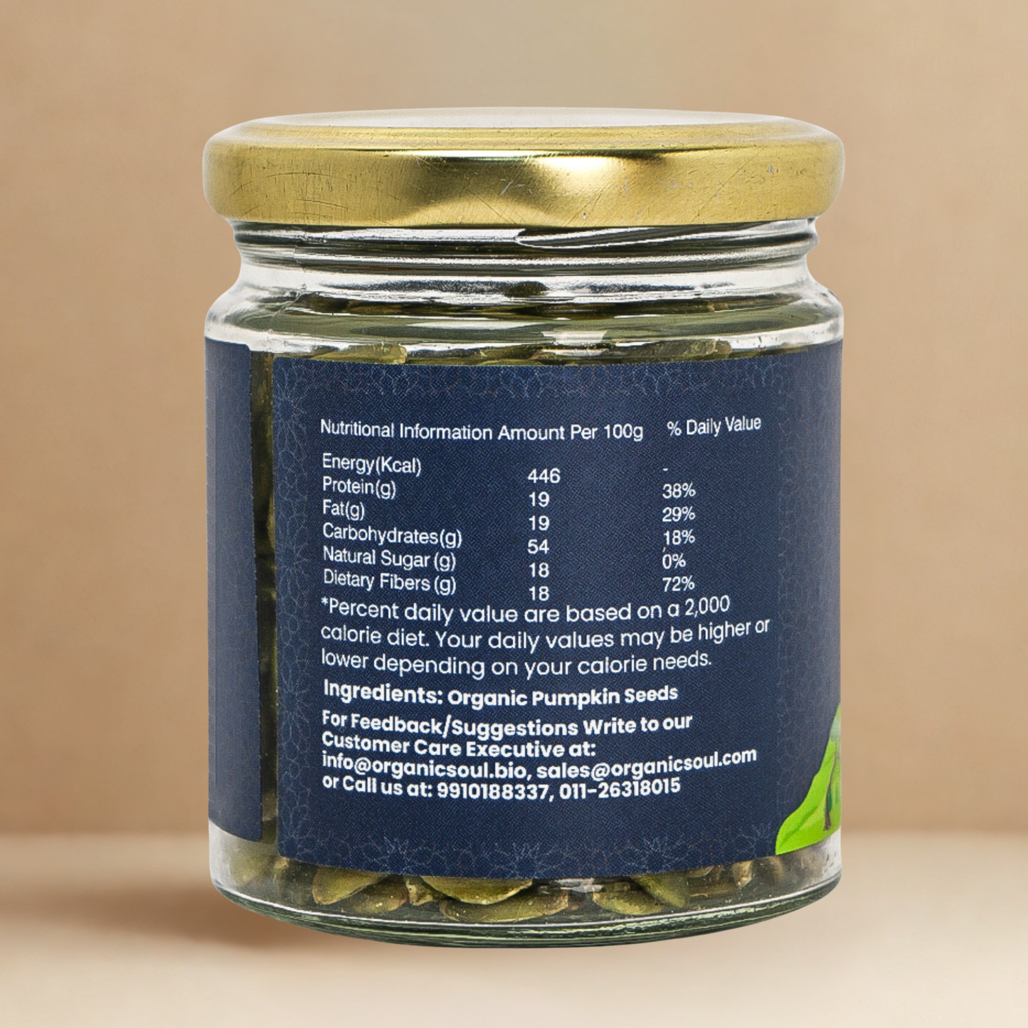 Organic Soul Pumpkin Seeds – 100gm | 100% Certified Organic | Raw & Unpolished
