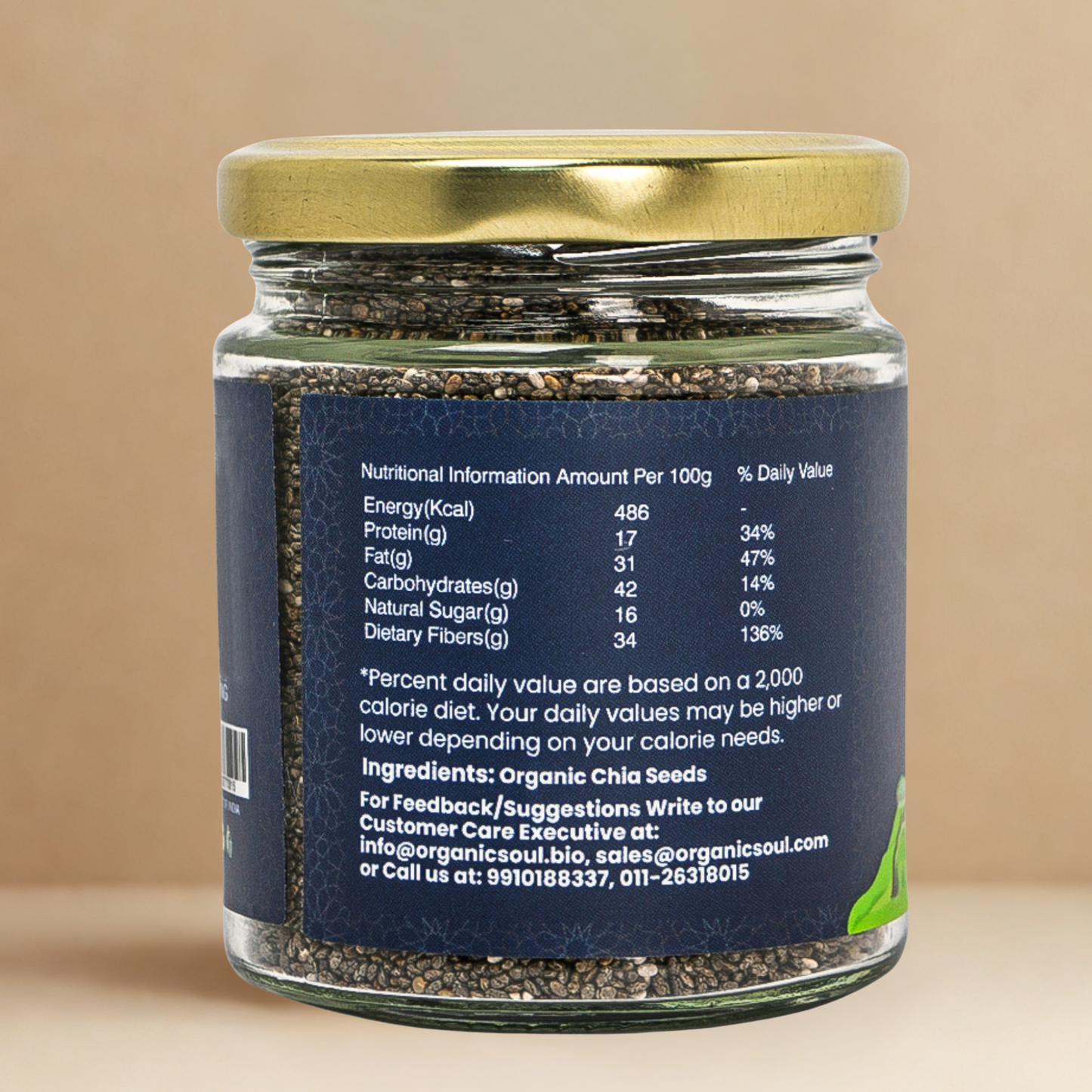 Organic Soul Chia Seeds – 125gm | 100% Certified Organic | Raw & Unpolished
