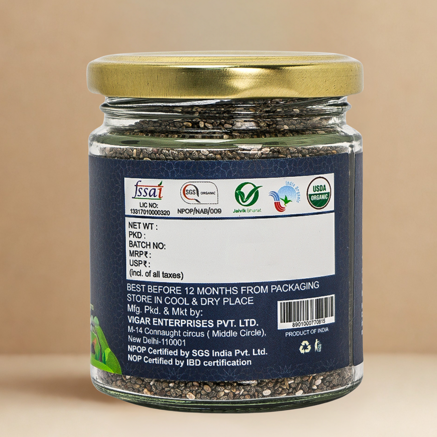 Organic Soul Chia Seeds – 125gm | 100% Certified Organic | Raw & Unpolished