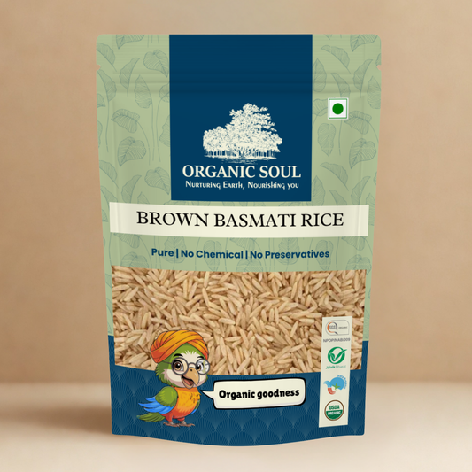 Organic Soul Brown Basmati Rice – 900gm | 100% Certified Organic | Unpolished | Non-GMO