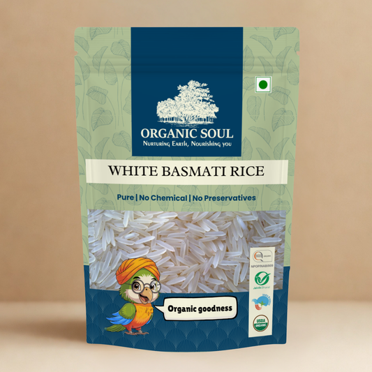 Organic Soul White Basmati Rice – 900gm | 100% Certified Organic | Unpolished | Non-GMO