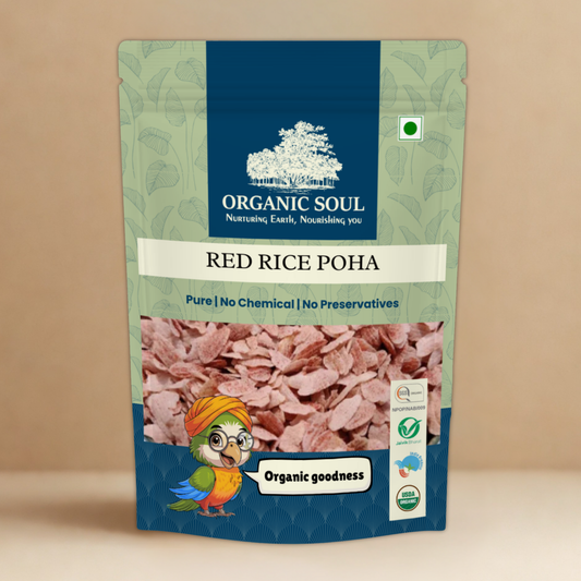 Organic Soul Red Rice Poha – 900gm | 100% Certified Organic | Unpolished | Non-GMO