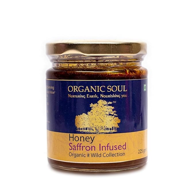 Organic Soul - Organic Saffron Honey 225 Gm | Pure Organic 100% Natural