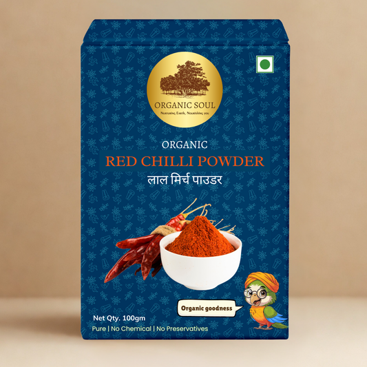 Organic Soul Red Chilli Powder (Laal Mirch Powder) – 100gm | 100% Certified Organic | Non-GMO | Spicy & Pure