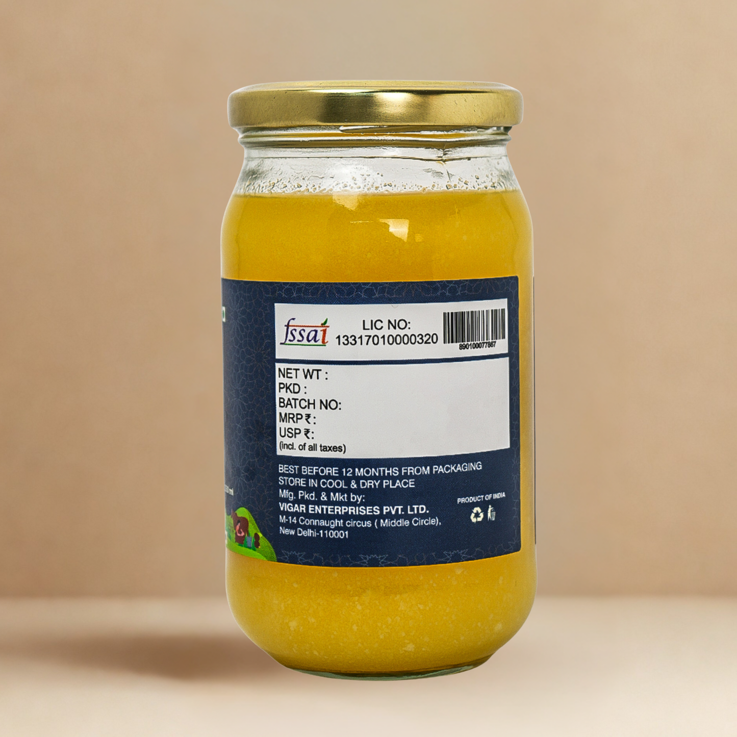 Organic Soul A2 Ghee, 100% Pure & Organic A2 Desi Cow Ghee | 350mL | Traditional Bilona Method, Curd Churned