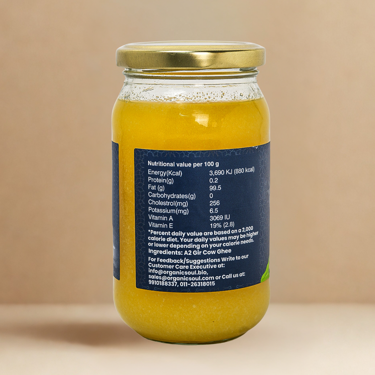 Organic Soul A2 Ghee, 100% Pure & Organic A2 Desi Cow Ghee | 350mL | Traditional Bilona Method, Curd Churned