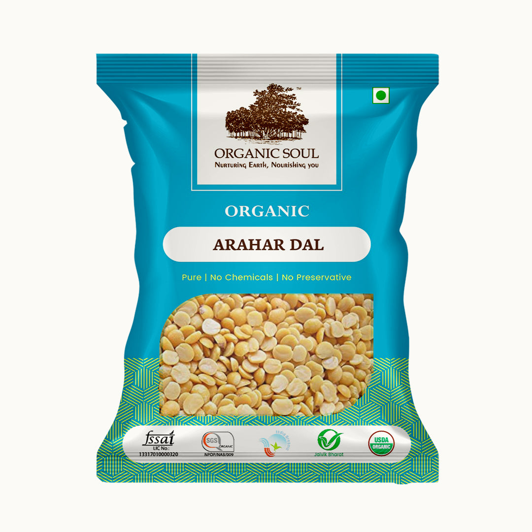 Organic Soul, Toor Dal, Arhar Dal Whole (450gm or 900 gm) Rich in Protein 100% Organic