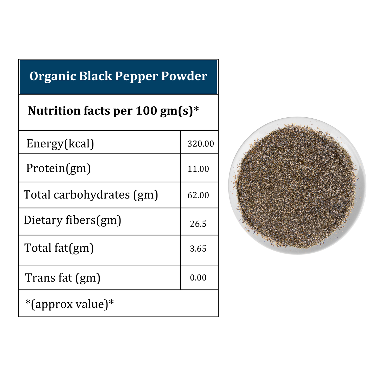 Organic Soul Black Pepper Powder (Kali Mirch Powder) – 100gm | 100% Certified Organic | Non-GMO | Fresh & Pungent