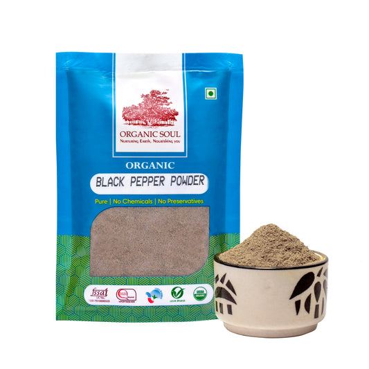 Organic Soul - Organic Kali Mirch (Black Pepper) Powder, 100g, Naturally Processed