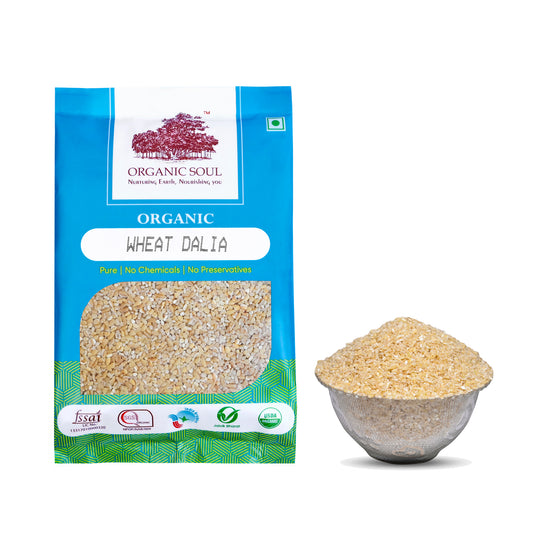 Organic Soul - Organic Dalia Wheat, 450g | White Wheat Porridge, Multigrain Dalia | 100% Organic Broken Wheat