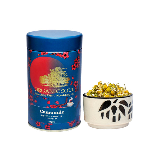 Organic Soul - Organic Chamomile Herbal Tea Infusion(50 gm) | Lemongrass, Peppermint, Valerian Root, Liquorice, Lavender | Camomile Chai