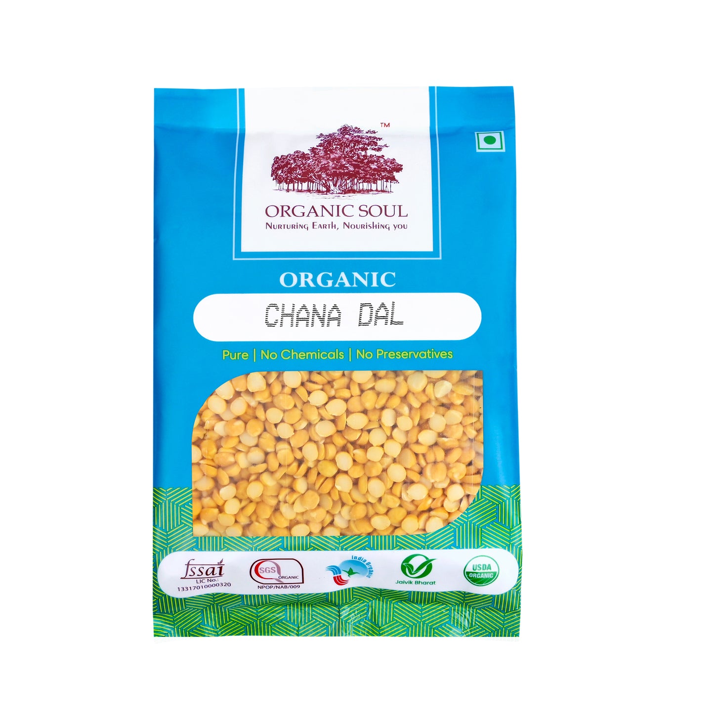 Organic Soul, Organic Chana  Dal (450gm or 900 gm), 100% Vegan, Unpolished and Gluten Free Dal