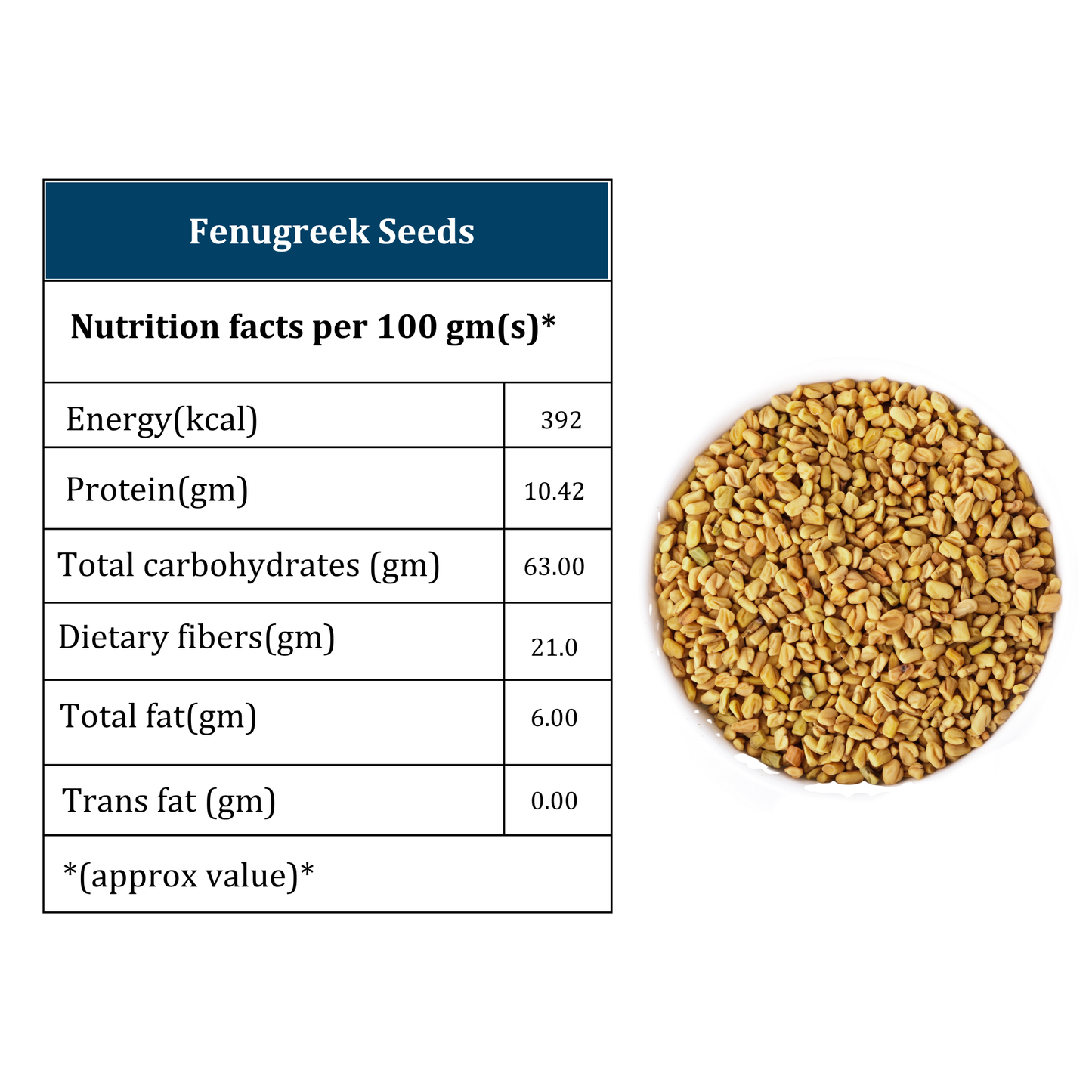 Organic Soul - Organic Whole Methi Dana (Fenugreek Seeds), (100 gm)