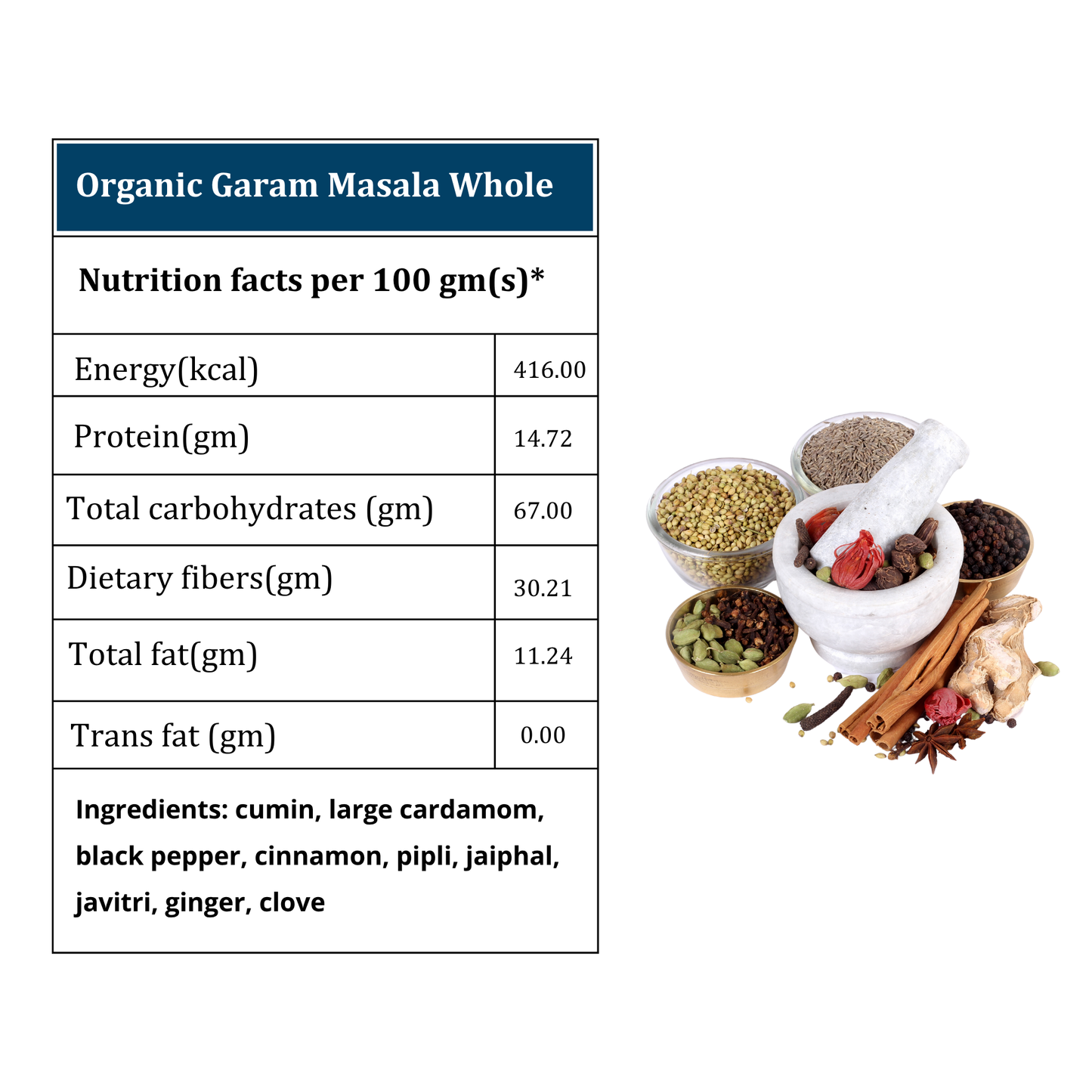 Organic Soul Garam Masala Whole – 100gm | 100% Certified Organic | Non-GMO