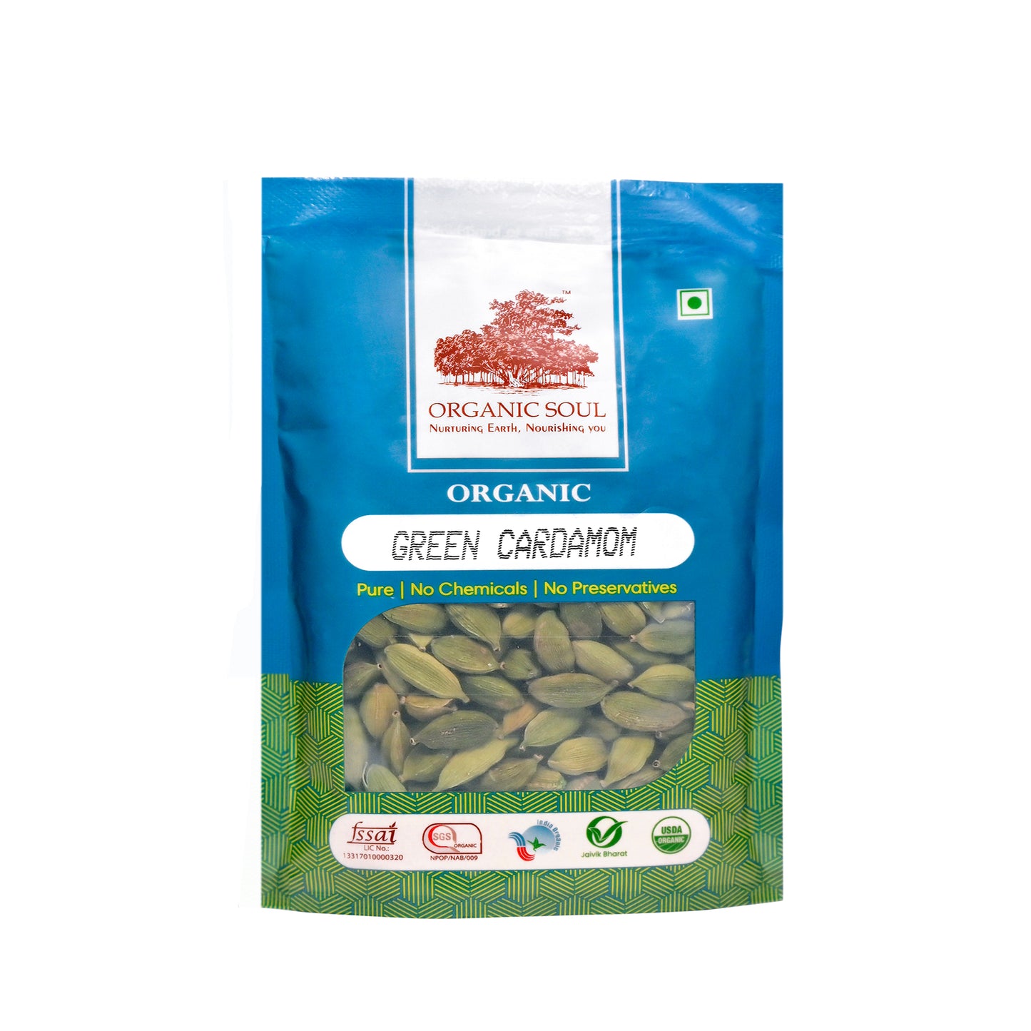 Organic Soul - Organic Whole Green Cardamom (Hari Elaichi/Ilaichi), (50 gm) | No Artificial Colors or Preservatives
