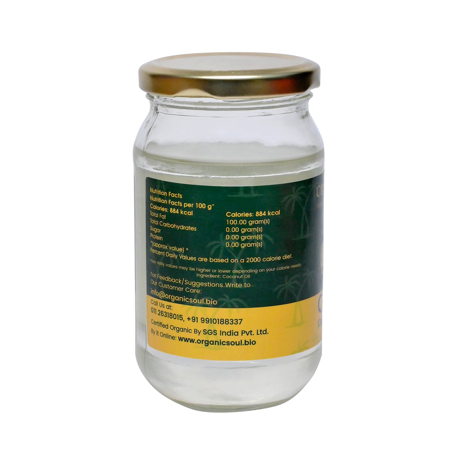 Organic Soul - Organic Cold Pressed Virgin Coconut Oil, (350 mL) | Chemical-Free, Natural & Edible