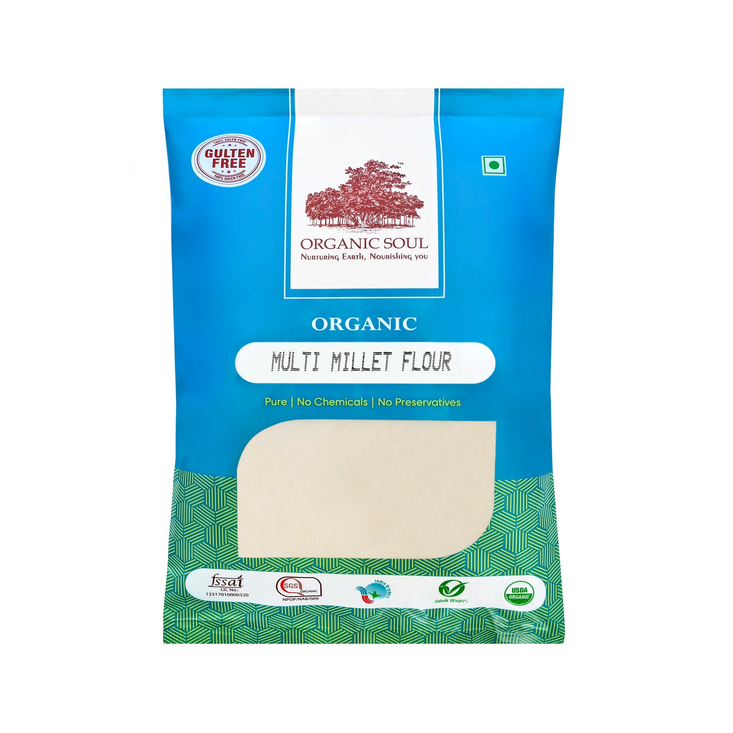 Organic Soul - Organic Multi Millet Flour, (450 gm) | Bajra, Ragi, Jowar, Amaranth, Barnyard, Foxtail, Barley (Millet Mix Atta)