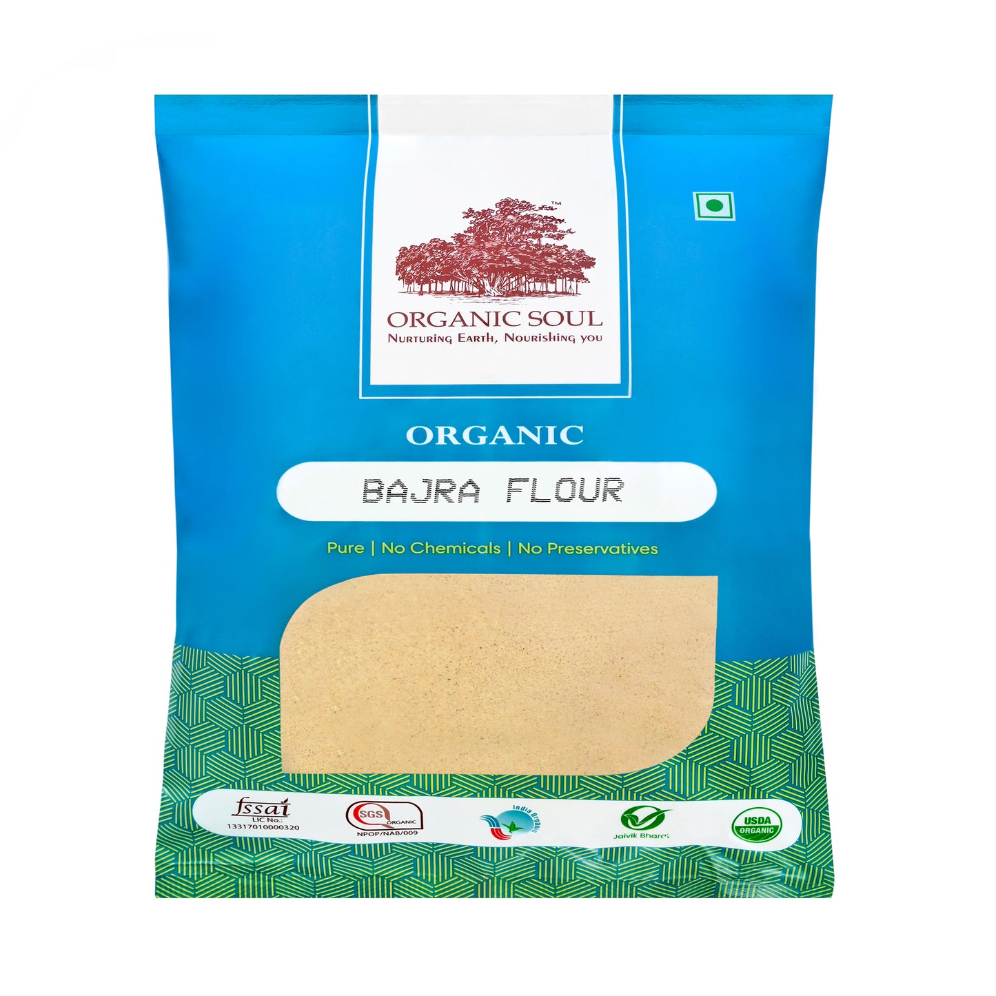 ORGANIC SOUL - Organic Bajra Flour(Pearl Millet) Gluten-Free Flour/Atta, (450 gm or 900 gm) | Rich in Magnesium, Iron, Calcium, and Fiber