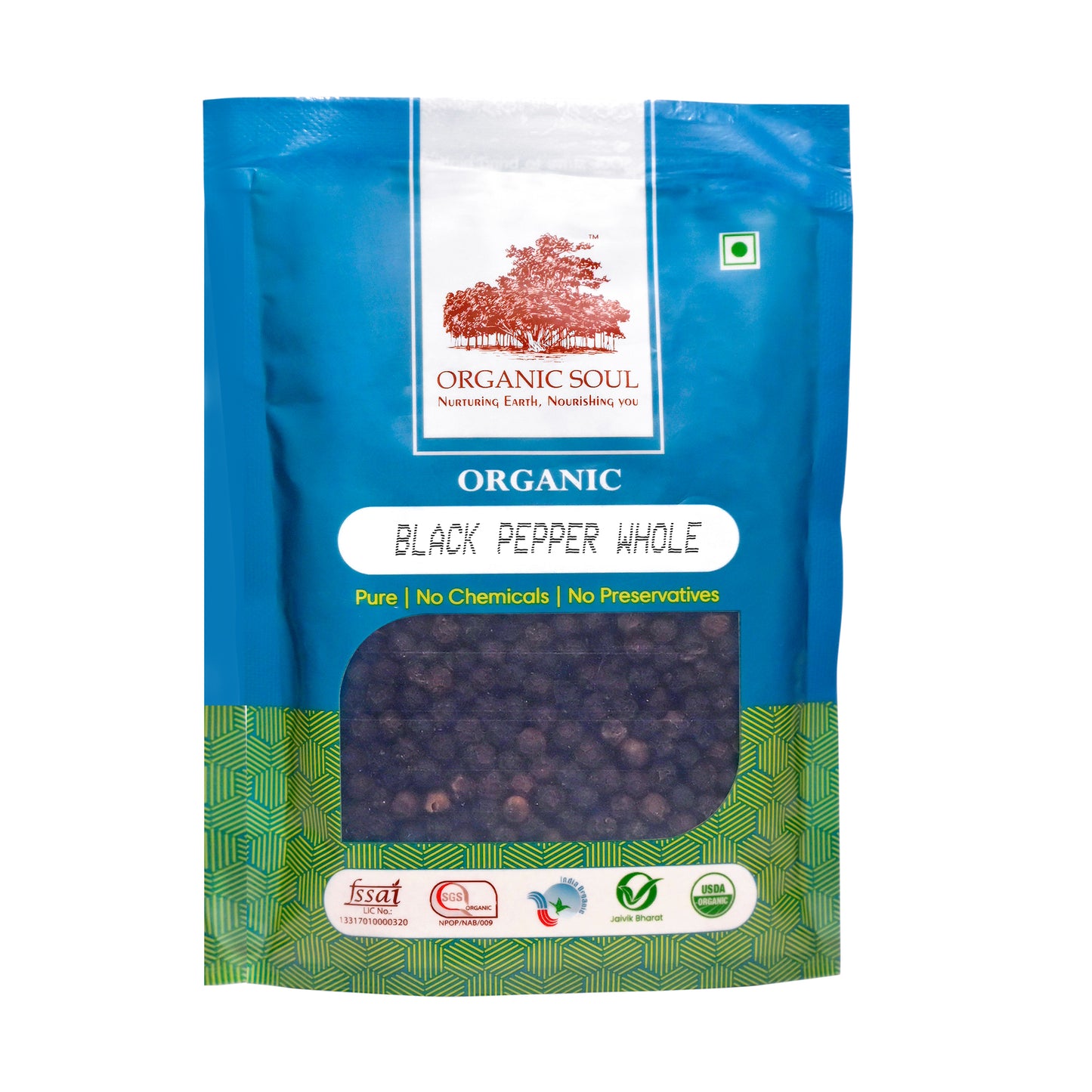 Organic Soul - Organic Whole Black Pepper (Kalimirch/Nalla Miriyalapudi), (100 gm or 250 gm) | 100% Organic