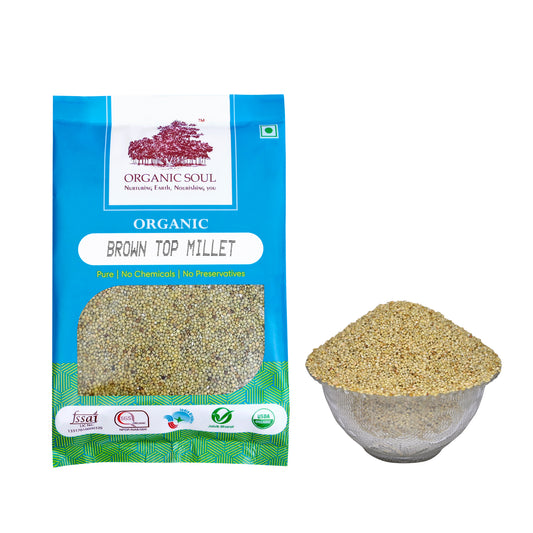 Organic Soul - Organic Brown Top Millet (Whole Grain) (450 Gm Or 900 Gm) Organic Farm Grown, High Fibre Millets
