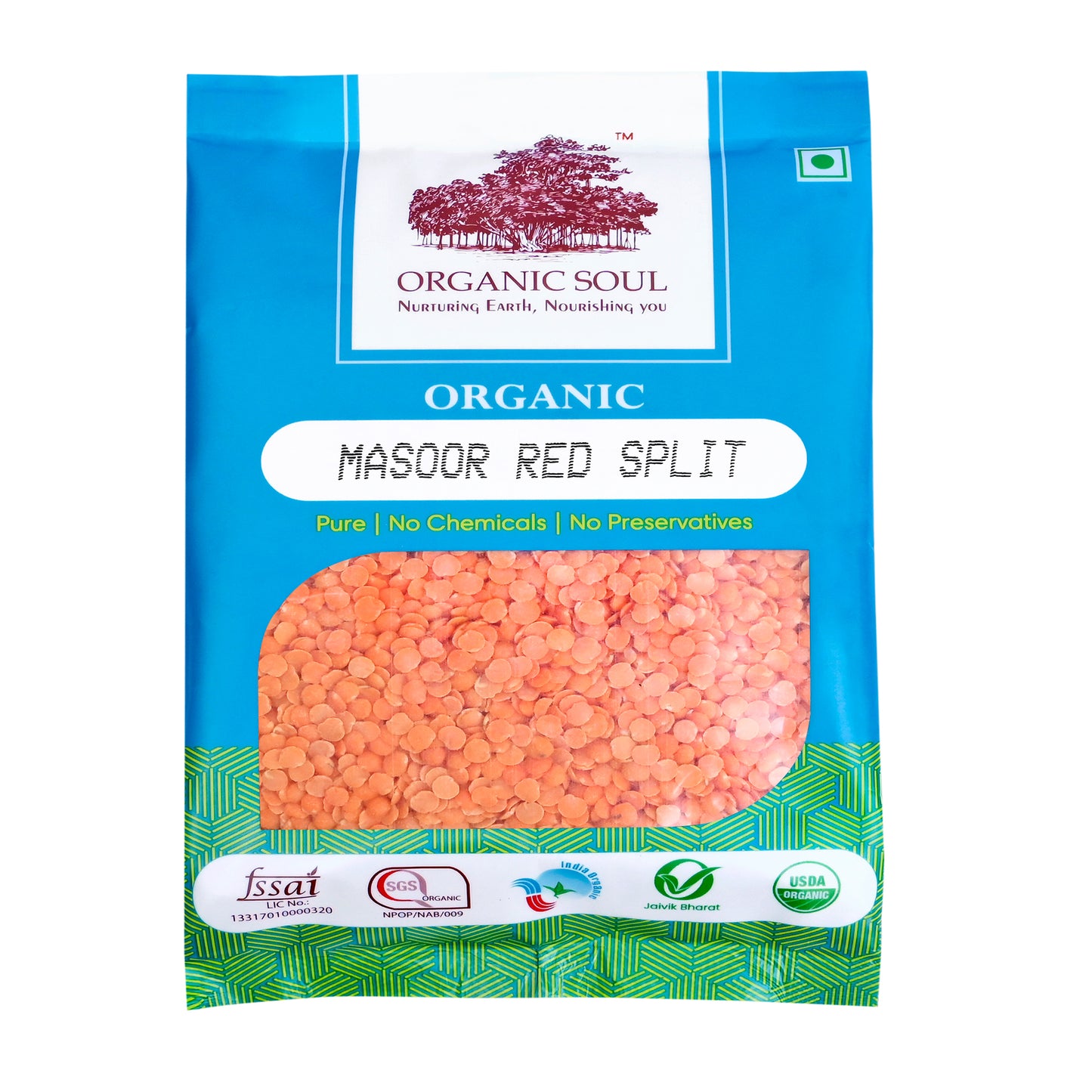Organic Soul Organic-Red Masoor Dal Split | Rich in Protein| (450 gm or 900 gm)