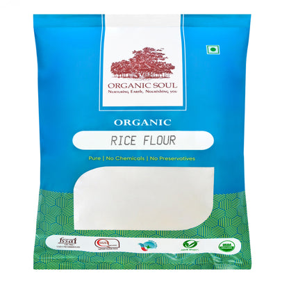 Organic Soul - Organic Rice Flour, (450 gm or 900 gm) | Chawal Atta, Vegan and Gluten-Free | No Additives, No Preservatives