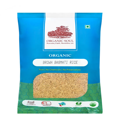 Organic Soul - Organic Basmati Brown Unpolished Rice, 900g | All-Natural, Enriched with Dietary Fibers & Nutrients, 100% Organic