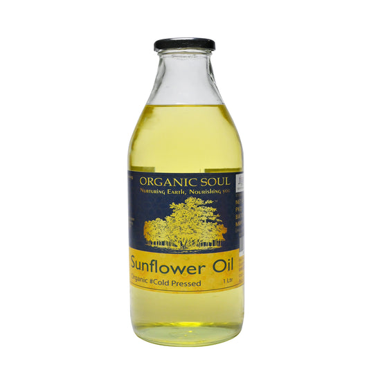 Organic Soul - Organic Cold Pressed Sunflower Oil, (1 l) | Kolhu/Chekku, Chemical-Free | Wood Pressed for Cooking