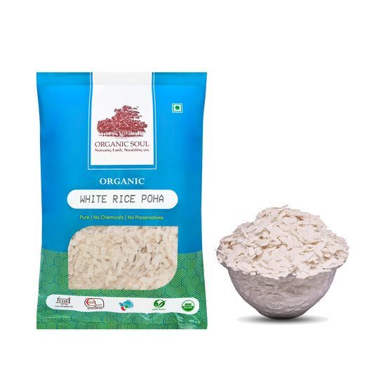 Organic Soul - White Rice Poha Organic, 450g | Chidwa Flakes, Atukulu, Avalakki | Flattened White Rice, 100% Organic