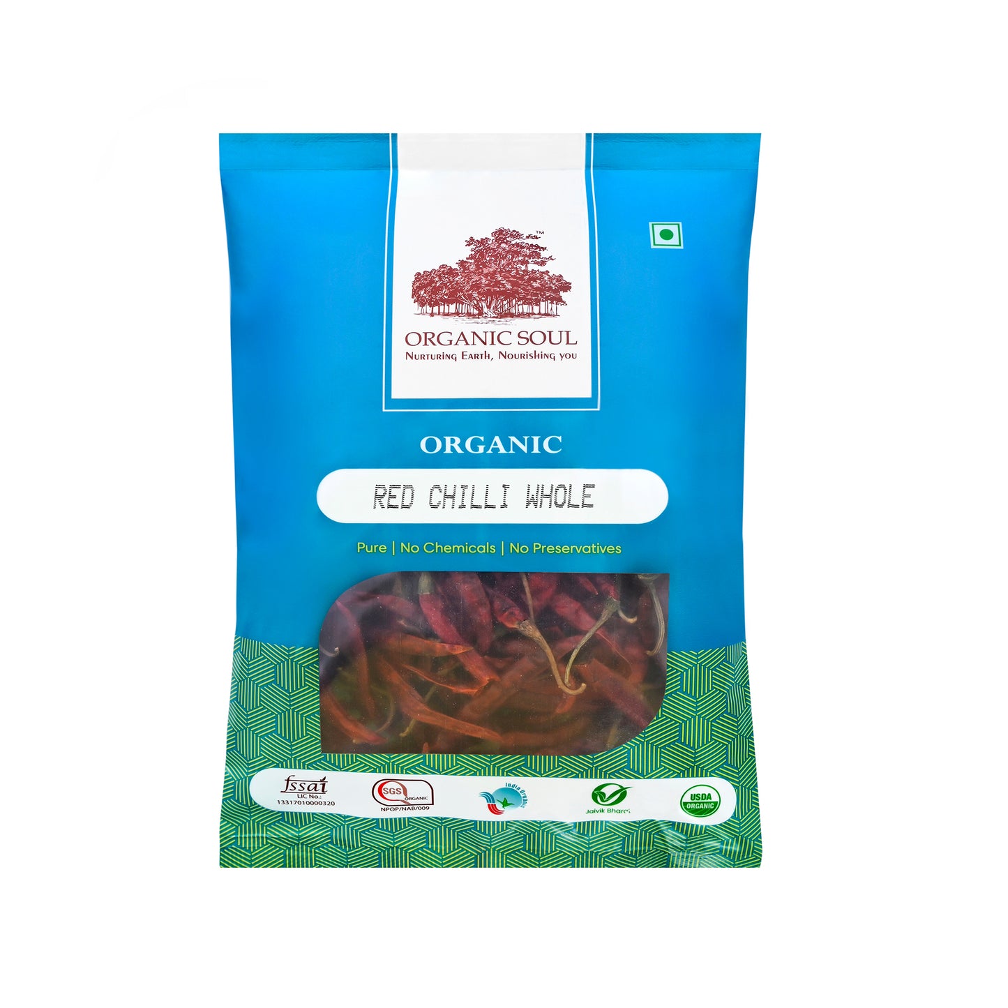 Organic Soul - Organic Whole Red Chili (Sabut Tikha Lal Mirch), (100 gm)   | Guntur/Byadgi Varieties