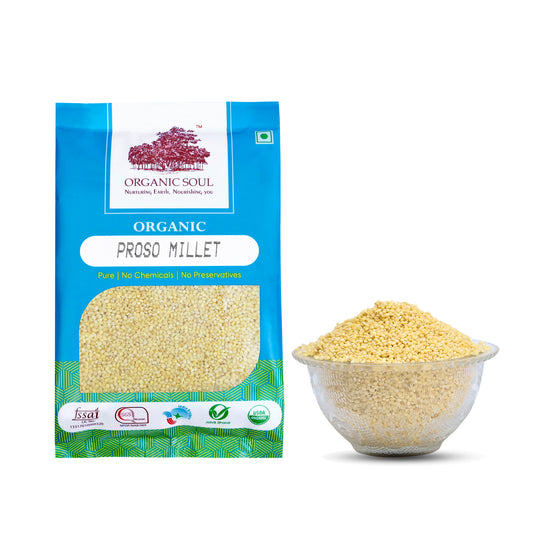 Organic Soul - Organic Proso Millets Whole 450 Gm/Other Names of Porso Millet Chena,Baragu,Variga,Pani Varagu