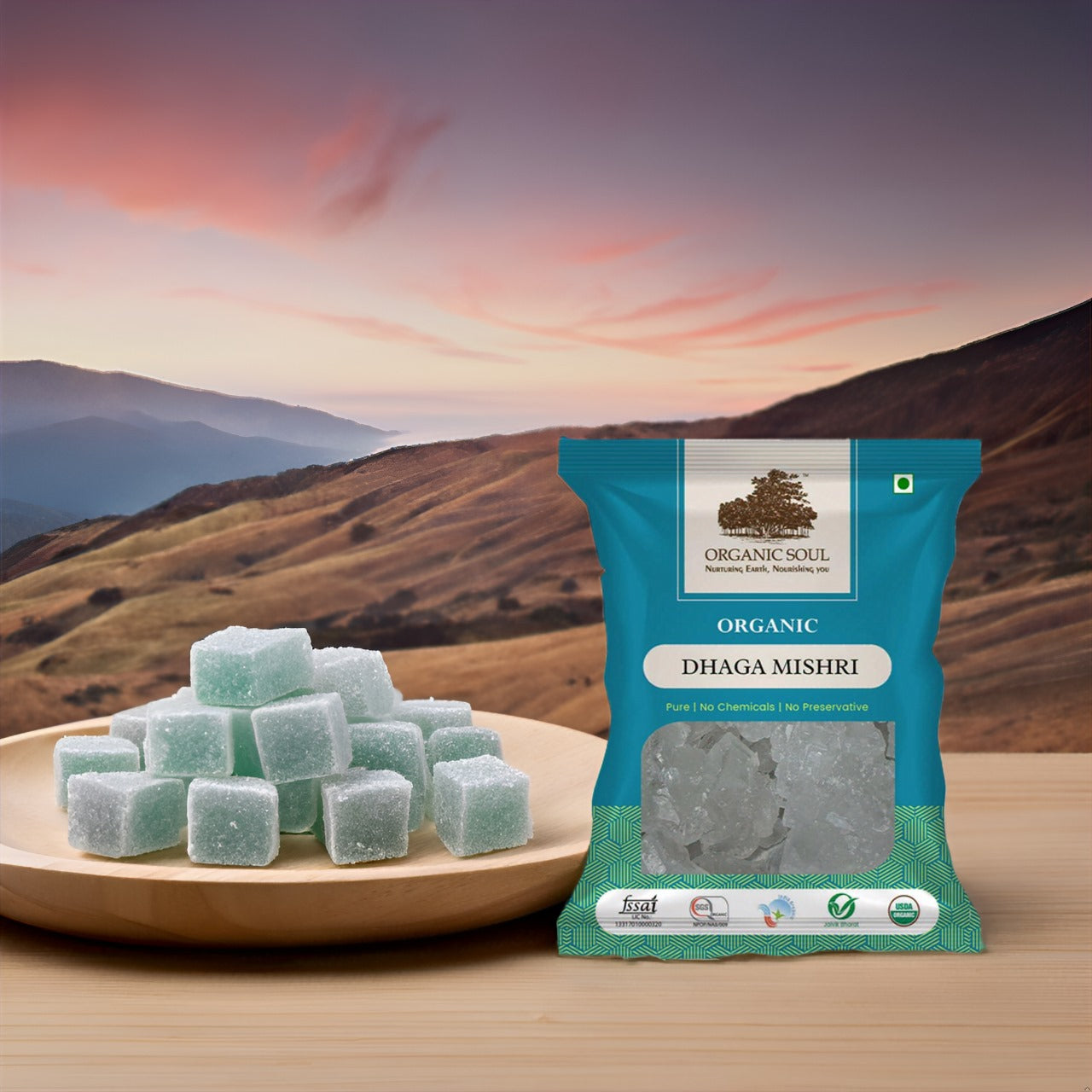 Organic Dhaga Mishri 450 gm | Rock Sugar | Thread Mishri | Mishri Crystal | Certified Organic/NPOP Certified