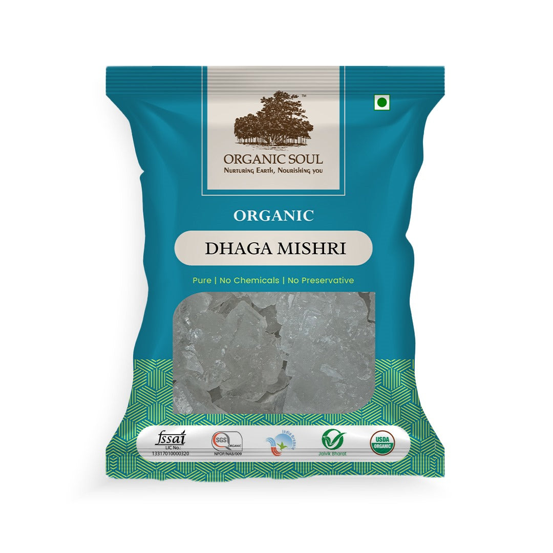 Organic Dhaga Mishri 450 gm | Rock Sugar | Thread Mishri | Mishri Crystal | Certified Organic/NPOP Certified