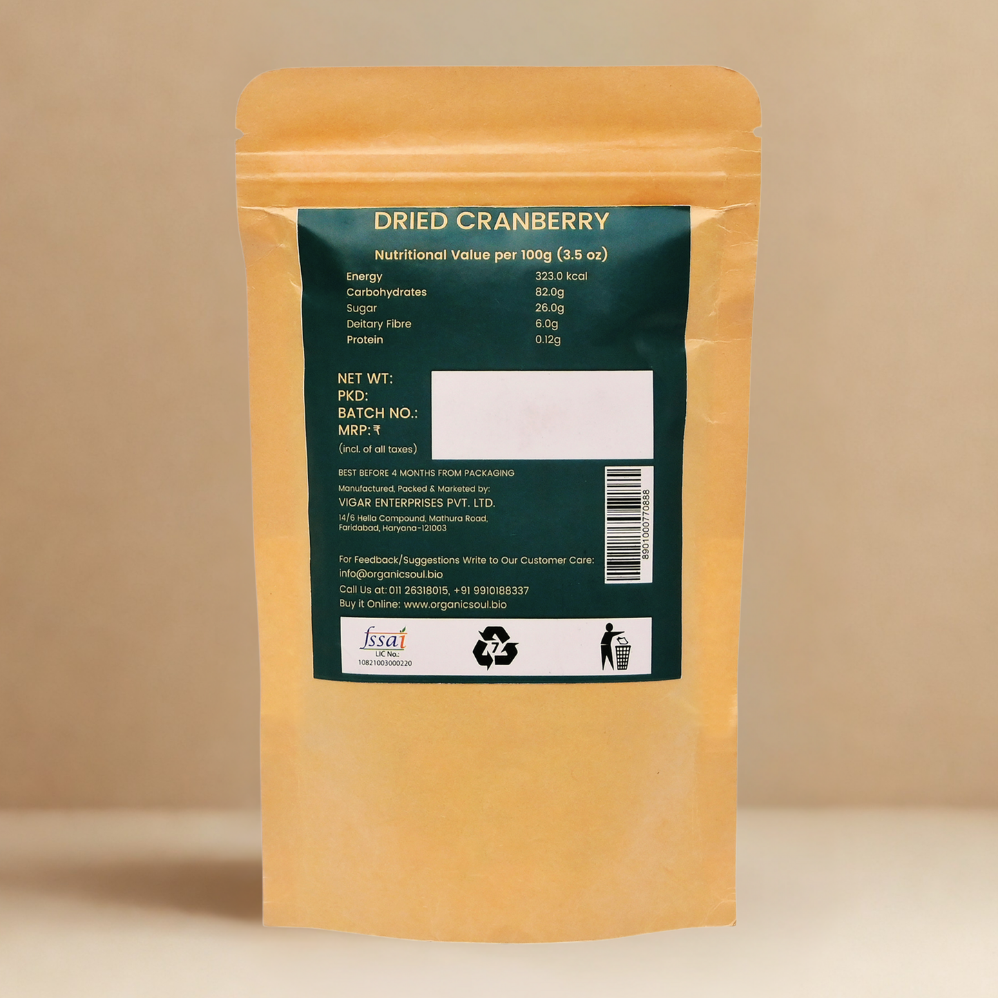 Organic Whole Cranberries 200gm | Cranberry Dry Fruit | Healthy Snack