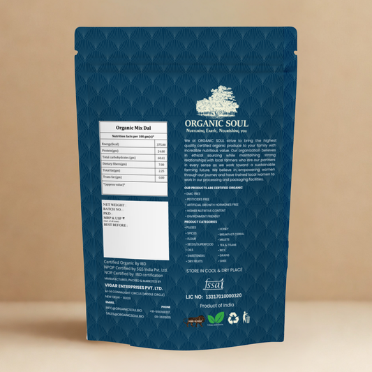Organic Soul Mix Daal/ Panchrangi Daal – 900gm | 100% Certified Organic | Non-GMO | Unpolished