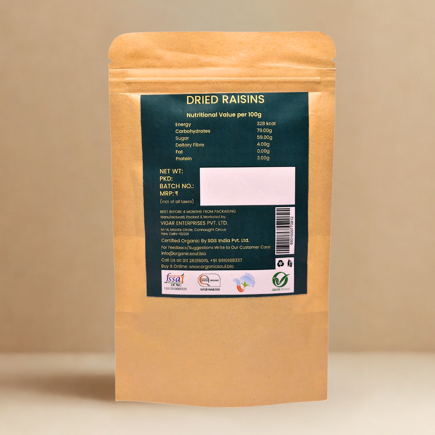 Organic Soul Raisins | 200 gms