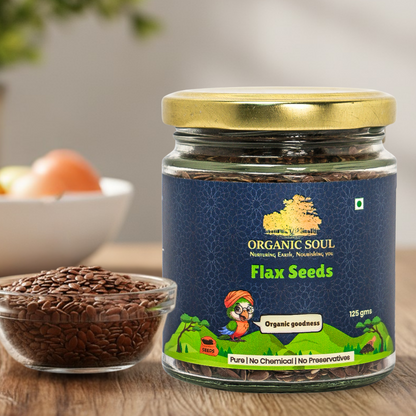 Organic Soul Flax Seeds – 125gm | 100% Certified Organic | Raw & Unpolished
