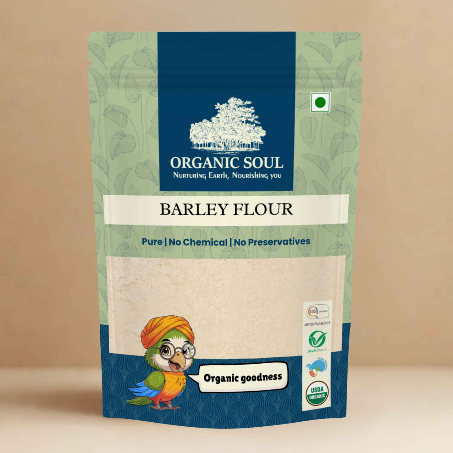 Organic Soul Barley (Jau)  Flour – 900gm | 100% Certified Organic | Unpolished | Non-GMO