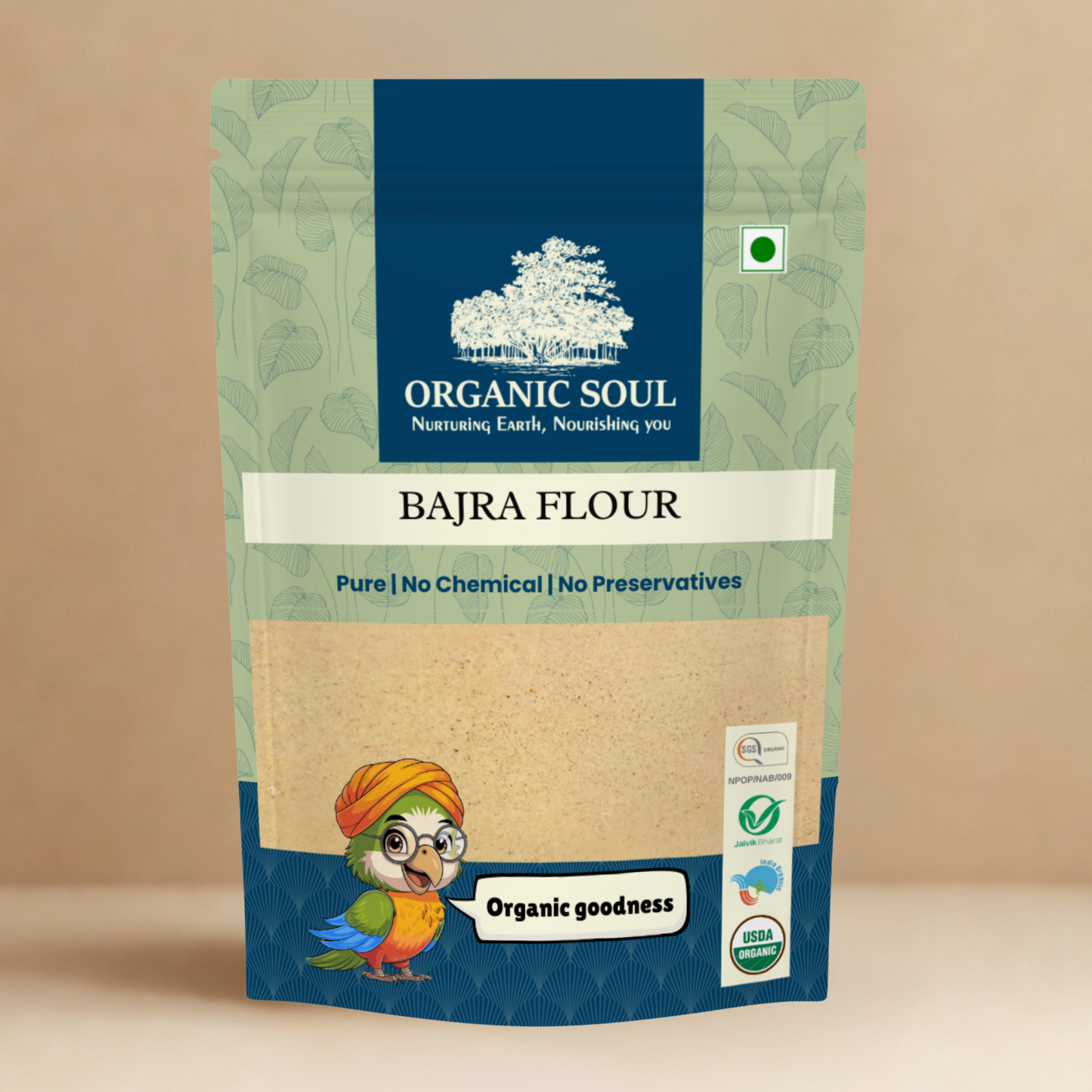 Organic Bajra Flour(Pearl Millet) Gluten-Free Flour/Atta, (900 gm) | Rich in Magnesium, Iron, Calcium, and Fiber