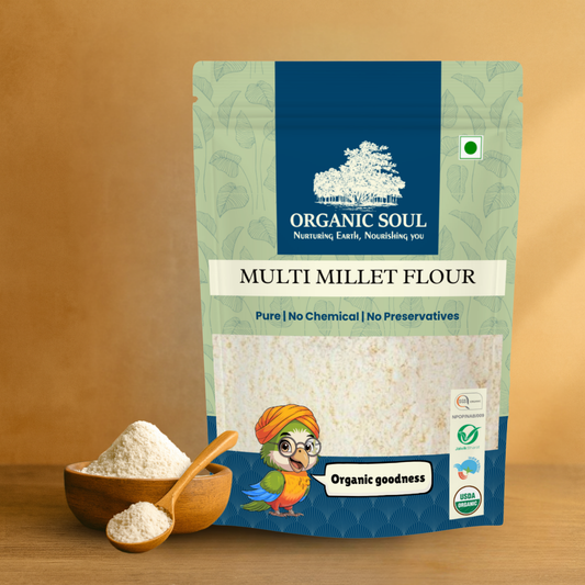 Organic Soul Multi Millet Flour – 900gm | 100% Certified Organic | Unpolished | Non-GMO